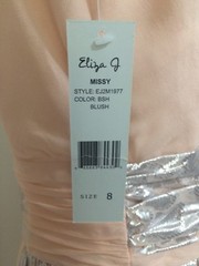 NWT Eliza J Light Pink Chiffon Silver Foil Detail One Shoulder Dress 8 NEW!