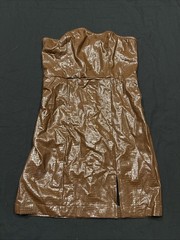 Forever 21 Brown Polyurethane Mini Dress Women Small Sleeveless Rear Zip A30