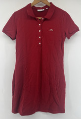 Lacoste Polo Shirt Dress Slim Fit 38 Dark Cherry Red Small Medium Light Fading