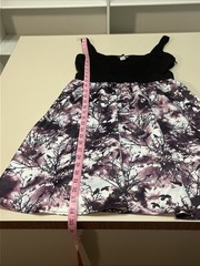 Hot Topic SM Crows Print V-Neck Fit & Flare Dress Black Purple White Goth Glam