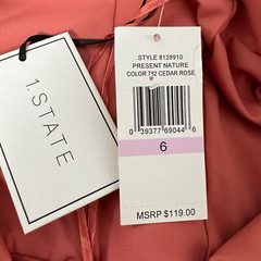 1 State Womens Lace Up Slip Midi Dress Cedar Rose Spaghetti Straps size 6