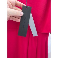 Halston RED Asymmetrical Draped Cape Sleeve Cocktail Dress 12 SGE153031
