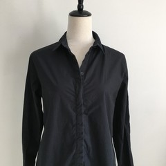 T by ALEXANDER WANG Womens sz Medium Black Rounded Hem Hidden Button Shirt Dress