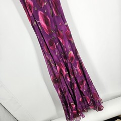 Vintage y2k Gilar Purple Floral Beaded Maxi Ruffle Slinky Fairy Prom Sz 8