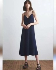 NWT $225 Thakoon Slip Dress SZ 6 Midnight Navy A-line Strappy V Neck
