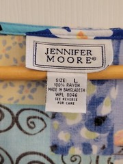 Jennifer Moore Light Blue, Aqua & Yellow Patchwork Print Midi Dress Size Large
