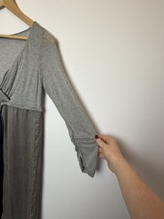 LA FEE MARABOUTEE Size UK 12 Grey Silk Mix Dress Boho Lagenlook V Neck Layered