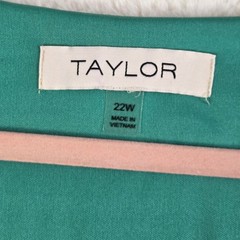 Taylor Green Textured Stripe V-Neck Maxi Dress Smocked Waist Ruffle 22W RN67473