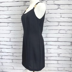 Vintage Rampage Black Sheath Dress Gold Chain Link Straps Size 7 Made in USA 90s