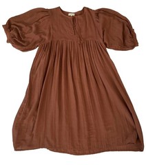 Daughters Of India Kyra Dress Rust Brown Gauze Cotton Maxi Boho 3 XL