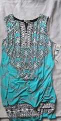 JM Collection Women&rsquo;s Size XL Straight Dress Black Turquoise Sleeveless…
