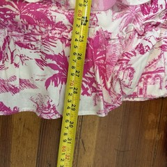 Aqua Pink and White Palm-Print Ruffle Dress