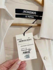 Jacquemus Ivory Short Sleeve Collared Button-Front Mini Shirt Dress Size 34