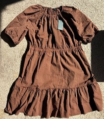 RAILS Khloe Brown Gingham Puff Sleeve Tiered Mini Dress Women’s Size X-Large NWT
