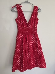 My Michelle Red Polka Dot Bows Womens Stretch Short Dress Y2K Size MEDIUM