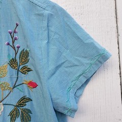 Johnny Was Workshop Adele Drape Cotton Blue Tunic Dress Women Sz S NEW