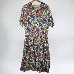 Vintage Express Compagnie International Medium Dress 90s Grunge Floral Colorful