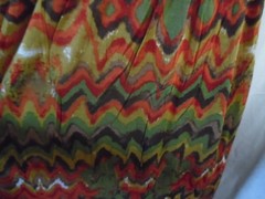 GREEN BROWN ORANGE MIX WAVY STRIPES LONG MAXI DRESS STRAPLESS ELASTIC TOP MEDIUM
