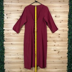 Home Frocks Dress Womens Medium Red Button Up Long Sleeve Long Tunic Shirt Dress