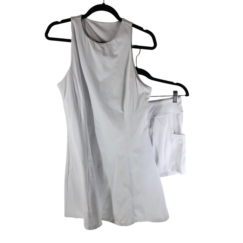 Halara Activewear Mini Dress Open Back High Neck 2 PC Shorts White L