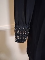 A.Buyer Polyester Chiffon Lined Mini Blouse Dress Size Small Gemstones
