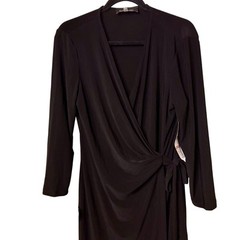 Black Label by Evan Picone NWT Black Classic Wrap Tie Dress Size 10 Formal