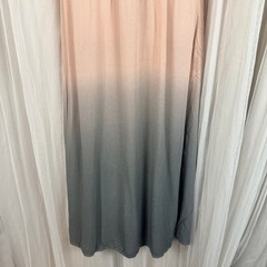 Peach/Pink Grey Ombre Maxi Dress Smocked Waist Keyhole Size Small