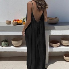 BreezeMuse Backless Maxi — Adjustable Fit, Summer Flow