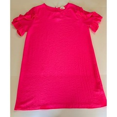 BiBi Hot Pink Ruffle Sleeve Shift Dress Womens Medium Mini Textured Crepe BD7035