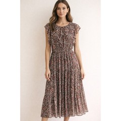Lauren Ralph Lauren Midi Floral Dress Size 12 Romantic Ruffle  Boho Cottage