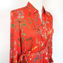 Alexis Irina Button-Up Satin Maxi Dress in Botanical Red Size L