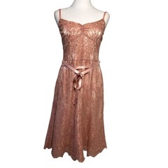 Ann Taylor Metallic Lace Ribbon Tie Babydoll Dress Ballet Pink Size 8 Ribbon