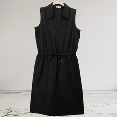 Calvin Klein Drawstring Waist Collard Sleeveless Sheath Dress Size 8 Stretch