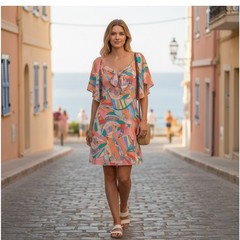 Dokotoo Mini Dress Women Multicolor Geometric Abstract Retro Boho SIZE XL