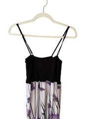 Cristina Love Black White Purple Butterfly Print Midi Dress Size L Beach Boho