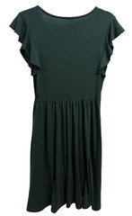 Emerald Green Button Front Dress Flutter Sleeve Cottagecore Casual M