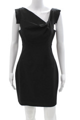 Black Halo, Women Sheath Midi Dress Black Zip Sleeveless Size 6