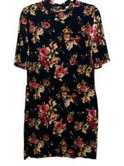CURRENT PROJECT Womens Floral Velvet Dress Back Cut Out Size L Whimsigoth Fairy
