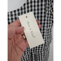Sim & Sam Gingham Tiered Mini Dress Large Black White Puff Sleeve Cottagecore