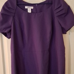 Roaman&rsquo;s Purple Sheath Dress Plus 20W Scoop Neck Short Sleeve Zip Knee