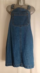 MATALAN Ladies blue denim dungaree / pinafore dress size 12 (A814)