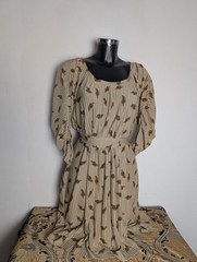 NUMPH Beige Leafs Pattern Pleated Belted Dress Tunic size 14