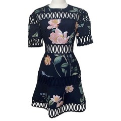 Keepsake The Label Sz Small Blue Floral Whispers Cut out Dress