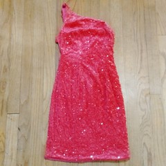LAVETIR Pink Sequin One Shoulder Bodycon Sleeveless Short Dress Size L