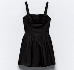ZARA Voluminous Skirt Dress Black Size Small 5107/311