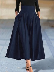 New In Dresses Solid Color A-line Skirts for Woman Clothing High Elastic Waist L