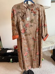 High quality Traditional Asian Qipao Style Chinese Floral Silk Dress