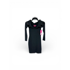 Lilly Pulitzer Dunham Sweater Dress Women&rsquo;s XS Black Cowl Neck Fur Trim
