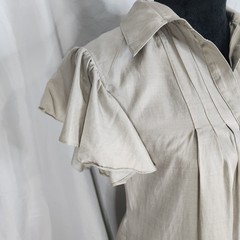 ALI RO Size 2 Beige Vegan Silk Flutter Sleeve Boho Dress Pockets Anthropologie