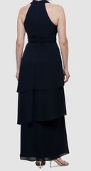 SLNY Women&rsquo;s Blue Sleeveless Lined Formal V-Neck A-Line Dress Size 14